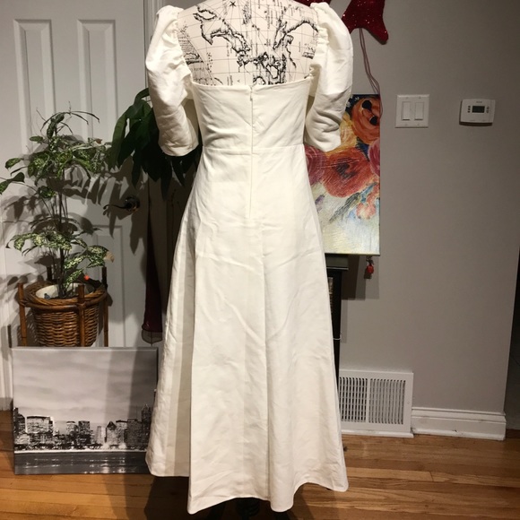 Linen Coastal Coquette Cottage Western Puff short sleeve twist knot overlay flar - Picture 6 of 16